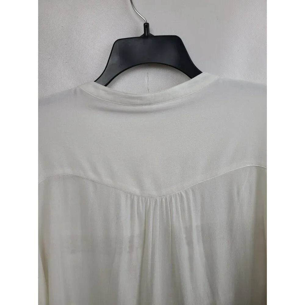 Free People Womens White‎ Crochet Blouse Top Small BOHO 3/4 Sleeve Fairy Cottage
